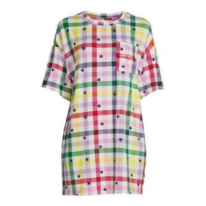 CELEBRITY PINK SLEEP WOMENS PLAID OVERSIZED SLEEP SHIRT NIGHTGOWN SIZE M/L NWT